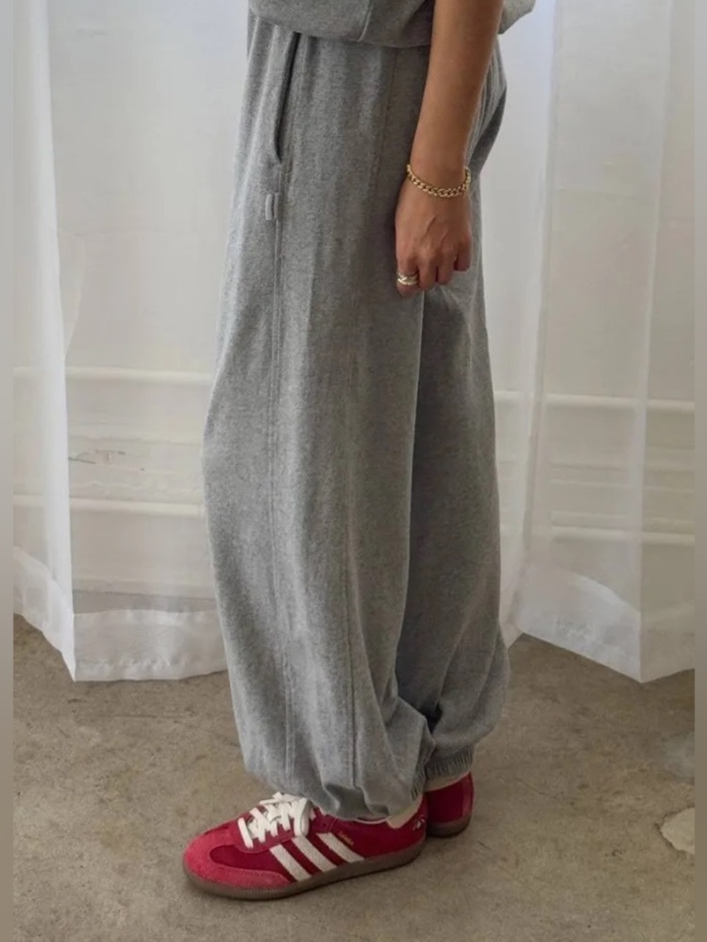 Le Bon Shoppe Balloon Pants M Women's Gray Wide-Leg Lounge Pants